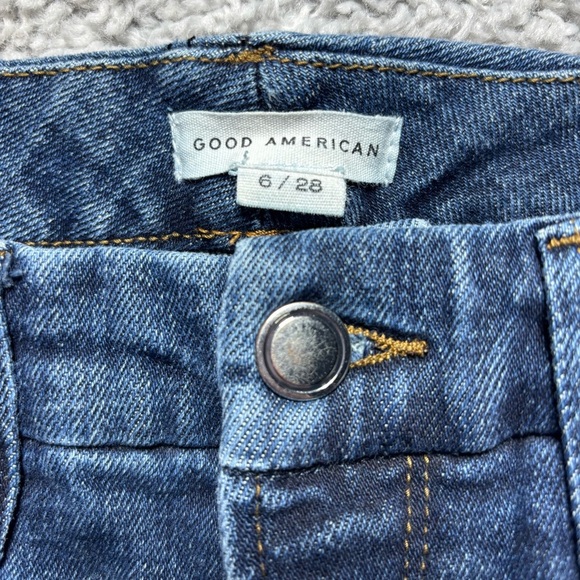 Good American Jeans Womens 6 Good Waist Raw Step Hem Sexy Shape Dark Wash - Picture 2 of 4